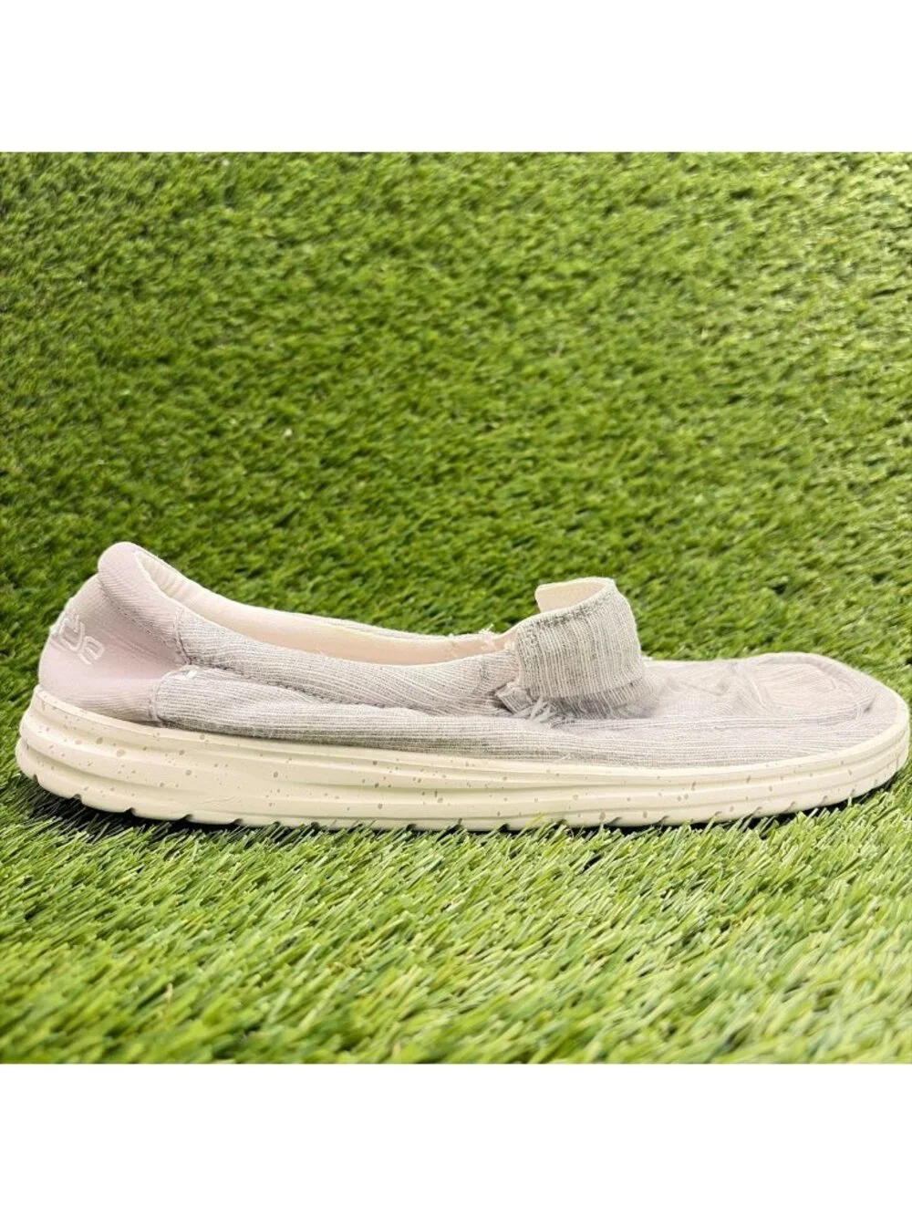 Hey Dude Mikka Mens Size 12 Chambray Gray Athletic Casual Walking Slip On Shoes